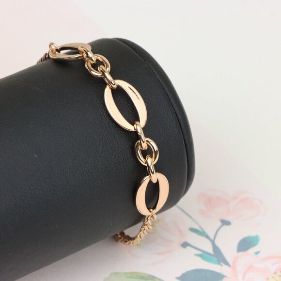 "Oval Link Rose Gold Bracelet in Polished High-Quality Brass, XPBL1142 - Picture 8 of 12